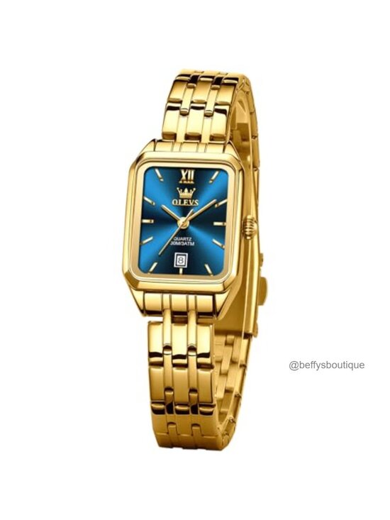 Accessories - Square Watch Gold Stainless Steel Bracelet Ladies Small Face Quartz